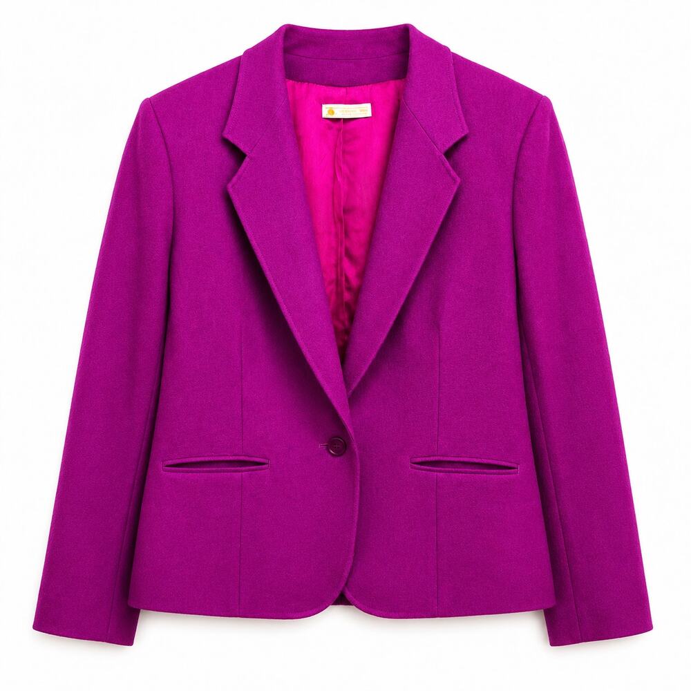 Pendleton Womens Wool Blazer Magenta Fuchsia USA Vintage Career Jacket